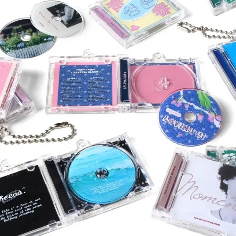 10pcs NFC Functional CD Disc Key Chain Mini CD Case Keychain Peripheral Commemorative Album Key Holder For DIY Backpack Pendant