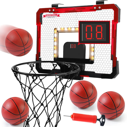 Indoor Kids Basketball Hoop, Dunkable Mini Basketball Hoop Over-the-Door, Teen Gift Toy, Halloween/Christmas/Thanksgiving gifts