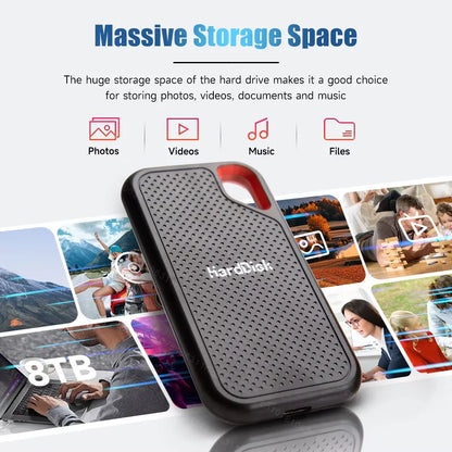 Original Hard Drive External Hard Disk 2TB Portable SSD USB-C Fast Storage Disk for Laptop Mac PC Phone Photo File Backup