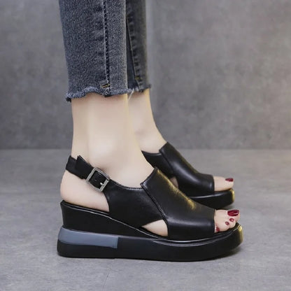 2026 Summer Wedge Platform Sandals Fashion Retro Romen Beach Shoes Ladies Casual Peep Toe Soft Comfortable Sandalias De Mujer