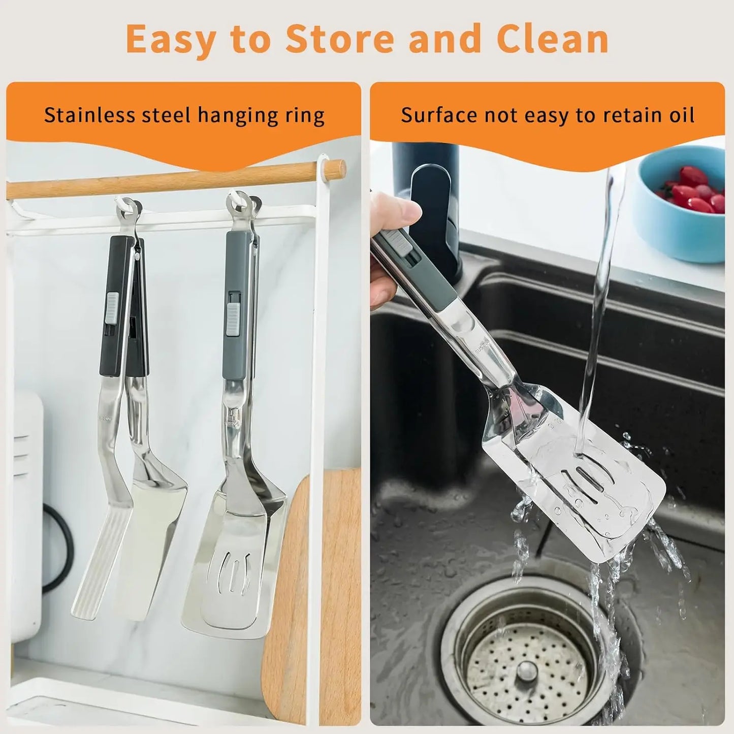 Stainless Steel Steak Clip Egg Flipper Spatula Barbecue Meat Clamp Flipping Bread Steak Fish Clip Spatula Kitchen Cooking Tongs