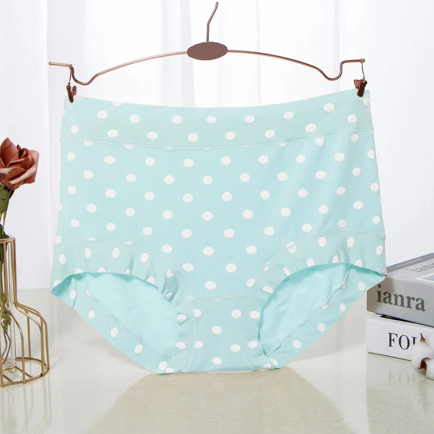 Modal Large size Panties for fat Lady Fashion Polka dot briefs High waist wide leg boyshorts cotton crotch underpants
