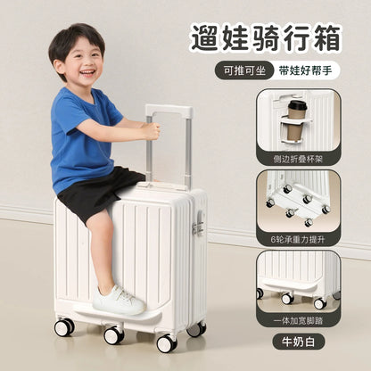 Children's luggage Six Wheels Reinforcement Can Sitting and Riding Parent Child 20-inch Boarding box Boy and Girl Trolley case
