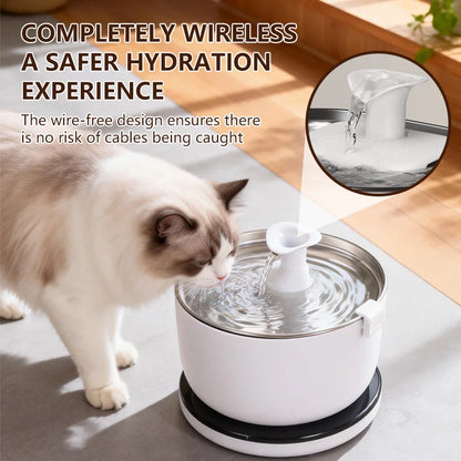 Wireless Cat Water Fountain Auto Sensor Drinking Fountain Quiet Pump 2.5L Stainless Steel Cats Dog Drinker Pet Water Dispenser