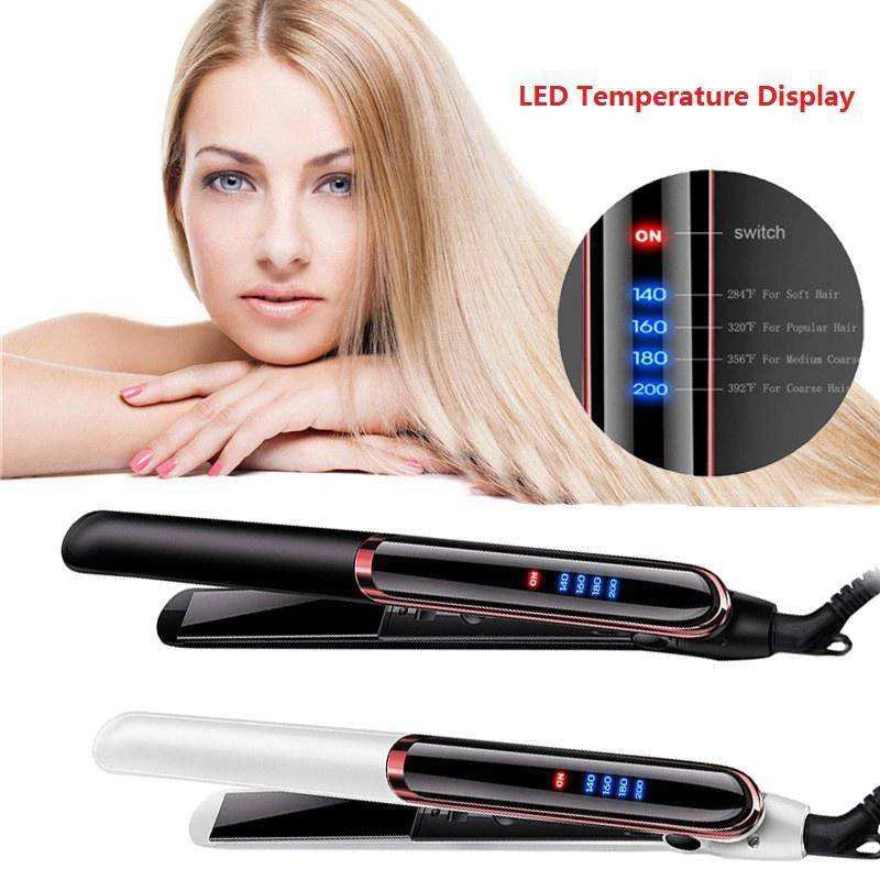 Professional Hair Straightener Ceramic Fast Heat-Up Negative Ion Electric Hair Flat Iron Lcd Display Hair Straightener