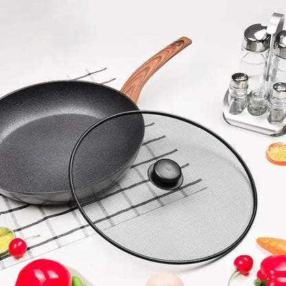 Anti-Splash Splatter Screen With Handle Stainless Steel Oil Splash Guard Fine Mesh Anti Grease Lid Frying Pan Use