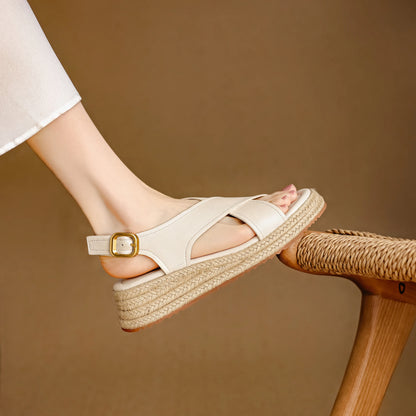 EAGSITY wedges sandals platform sandals Women shoes high heel espadrilles shoes pumps rope sole shoes casual jute sandals