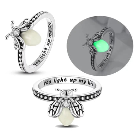 925 Sterling Silver Red Luminous Firefly Heart Stone Snowflake Daisy