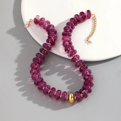 Chunky Colorful Beaded Choker Necklace Women Summer Trendy Round Resin Beads Chain Necklaces Statement Jewelry Gift for Vacation