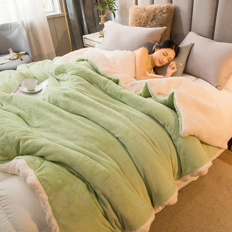 Sherpa Blanket Twin Warm Bed Blanket for Winter Cozy Soft Fuzzy Couch Throw Flannel Fleece/Wool Like Reversible Plush Blanket