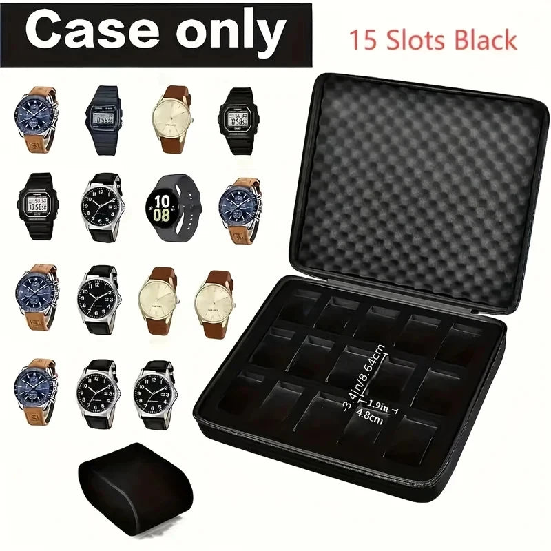 Advanced 15 Slots Pressure Proof Watch Storage Box Portable Travel Watch Display Case Jewelry Organizer for Men Home Office