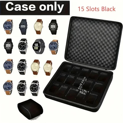 Advanced 15 Slots Pressure Proof Watch Storage Box Portable Travel Watch Display Case Jewelry Organizer for Men Home Office