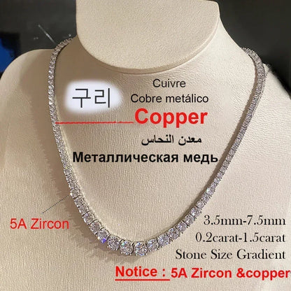 Moissanite Diamond Tennis Necklace with Certificate 3-5mm Size Gradient Diamond Riviera Necklace S925 Silver Choker for Women