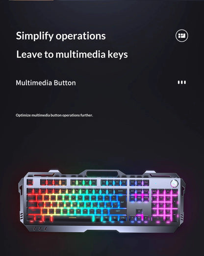 Qianxingzhe Wireless Keyboard Mouse Set Mechanical Feel Rechargeable Rgb Backlit Wrist Rest Multifunctional Knob Gaming For Pc