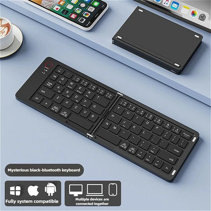 MINGCVIL Mini Foldable Wireless Keyboard Slim Portable Bluetooth Keyboard Rechargeable Folding Keyboard for IOS Windows Android