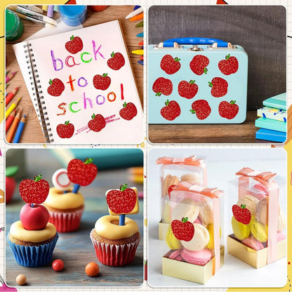 100-500pcs Laser Red Apple Stickers Party Gift Wrapping Label Scrapbook Cartoon Kids Rewards Stationery Stickers