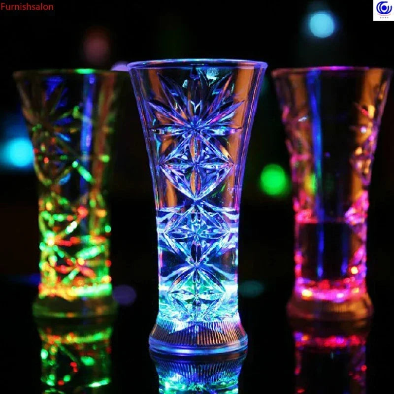 LED Luminous Beer Mug Flash Drinking Cup Color Changing Whiskey Glass Luminous Drinkware Bar Club Birthday Party Supplies