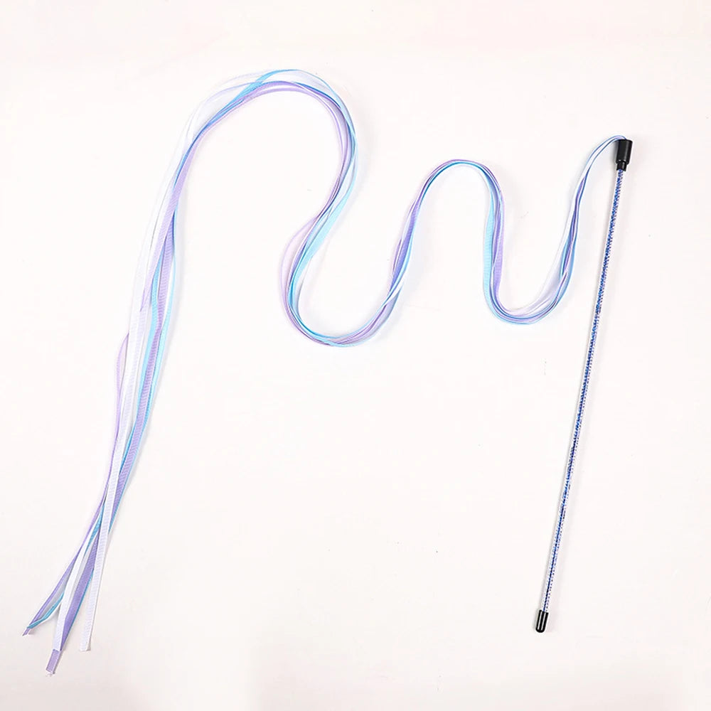 Long Ribbon Interactive Cat Toy Satin Ribbon Cat Teaser Rod Toy Kitten Playing Teaser Wand Pet Toy