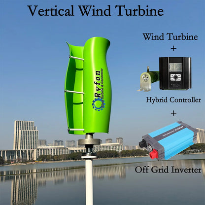 2Blades 5000W 8000W 10KW 24V 48V Vertical Wind Turbine Permanent Magnet Generator 3Phase AC With Hybrid Controller For Home Boat