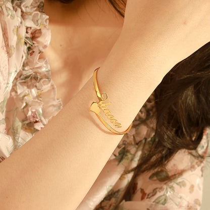 Personalized Name Bracelet for Women Men Custom Jewelry Stainless Steel Customized Bangle Gold Color Arabic Name Birthday Gifts
