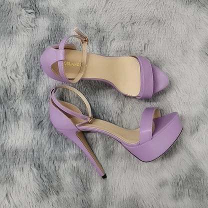 LOSLANDIFEN Women Sandals Sexy Open Toes 14cm Supper High Heels Peep Toes Platform Stilettos Party Wedding Shoes Plus Size 43 44