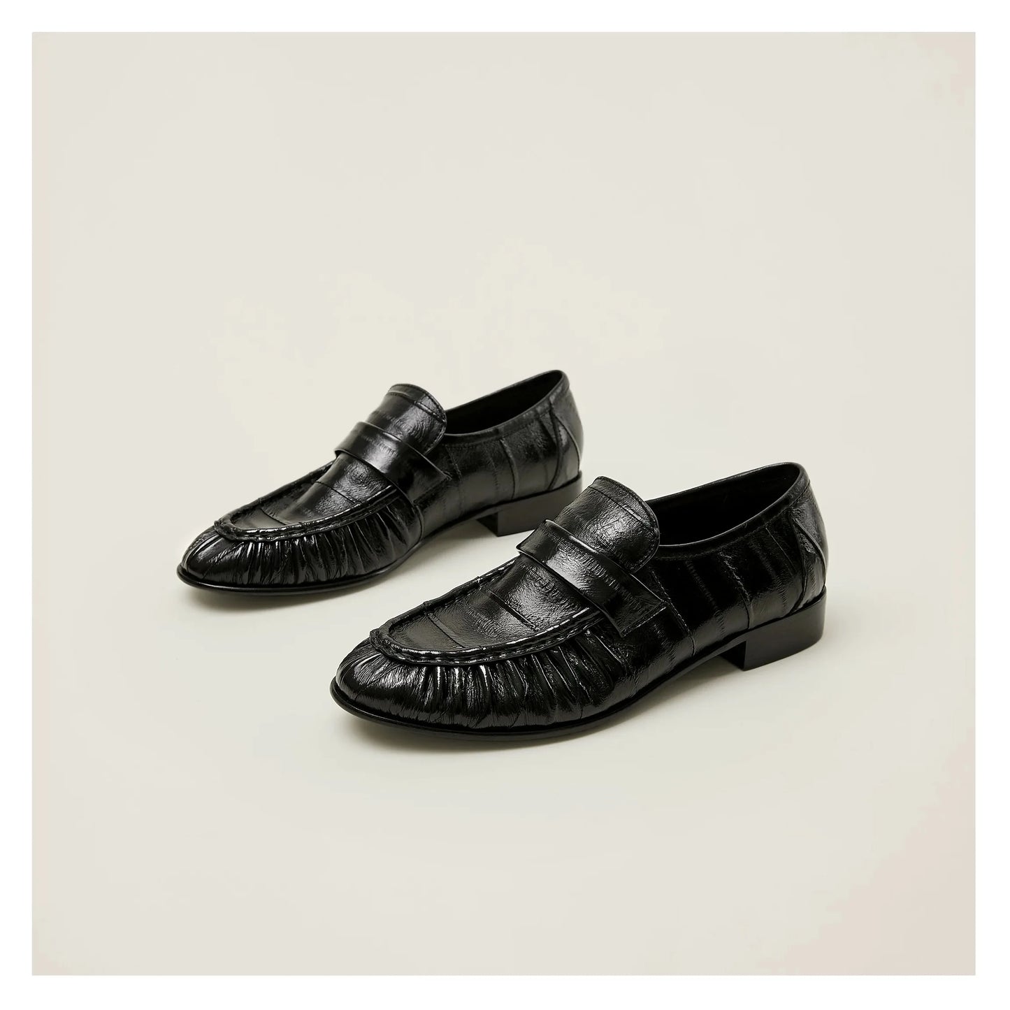 100% Genuine Eel Skin Flat Shoes Trendy Style High-End Good-Looking All-Matching Comfortable Refined and Simple  A40101