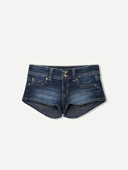 Y2k Zipper Denim Mini Shorts For Women Sexy Low Waist Pocket Peachy Bottom Short Jeans Female Chic Street Evening Club Partywear