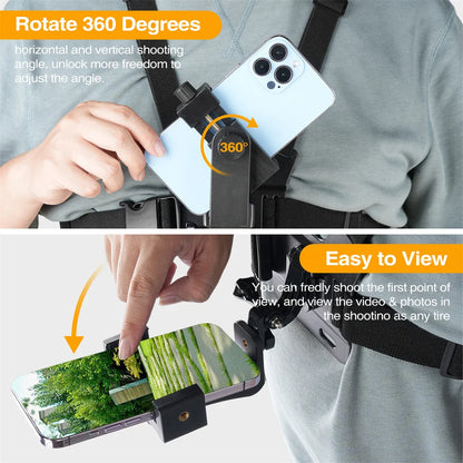 Camera Phone Chest Mount Laptop Harness Phone Holder Strap Clip POV Holder for iPhone 17 16 Android Gopro 12 Camera Smartphone Photography Kits
