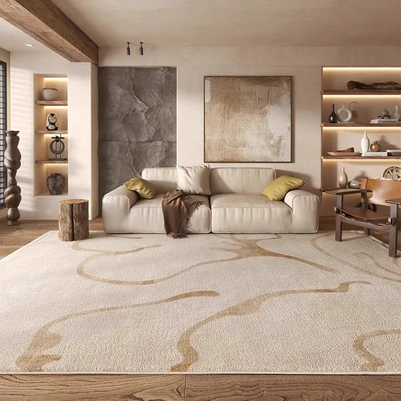 Large Living Room Carpet Retro-style High-end Aesthetic Bedroom Fluffy Bedside Rug Creative Unique Artistic Coffee Table Mats 러그