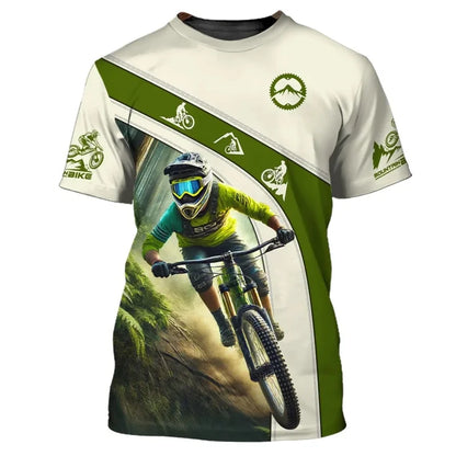 Outdoor Mountain Bike Sport Theme Printed Short-sleeve T-shirt Breathable Casual Sport Top for Cycling Enthusiasts