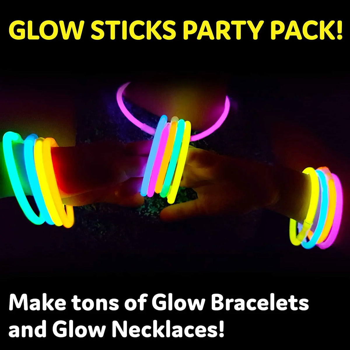 100PCS Party Glow Sticks Glow in the Dark Light Up Sticks Party Favors Glow Decorations Glow Necklaces Bracelets with Connectors
