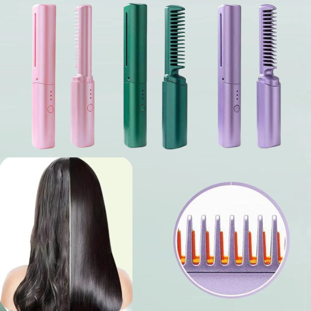Mini Wireless Hair Straightener - Rechargeable, Negative Ion,Quick Heated, Multifunctional Hair Straightener Curler Styling Tool
