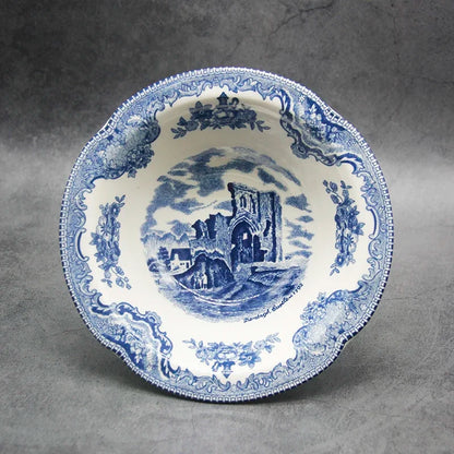 The Blue Britain Castles  Dinner Set European Style Dinner Ware Ceramic Breakfast Plate Beef Dishes Dessert Dish Soup Bowl