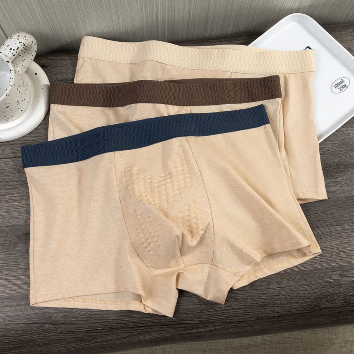 Men's Autumn Winter Boxer Massage Pants Comfortable Breathable Energetic With Mid Waist Flat Angle Four Cornered Pants