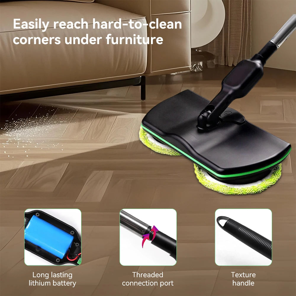 Cordless Electric Mop Handheld Rotating Mop Absorbing Water Footswitch Rechargeable Sweeper Waxing Cleaning for Hardwood Tile