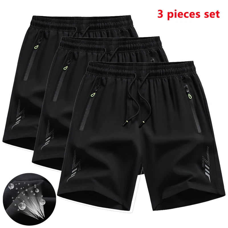 3 Pieces New Running Shorts Men Gym Sports Shorts Quick Dry Workout Training Fitness Jogging Short Pants Man Summer Board Shorts