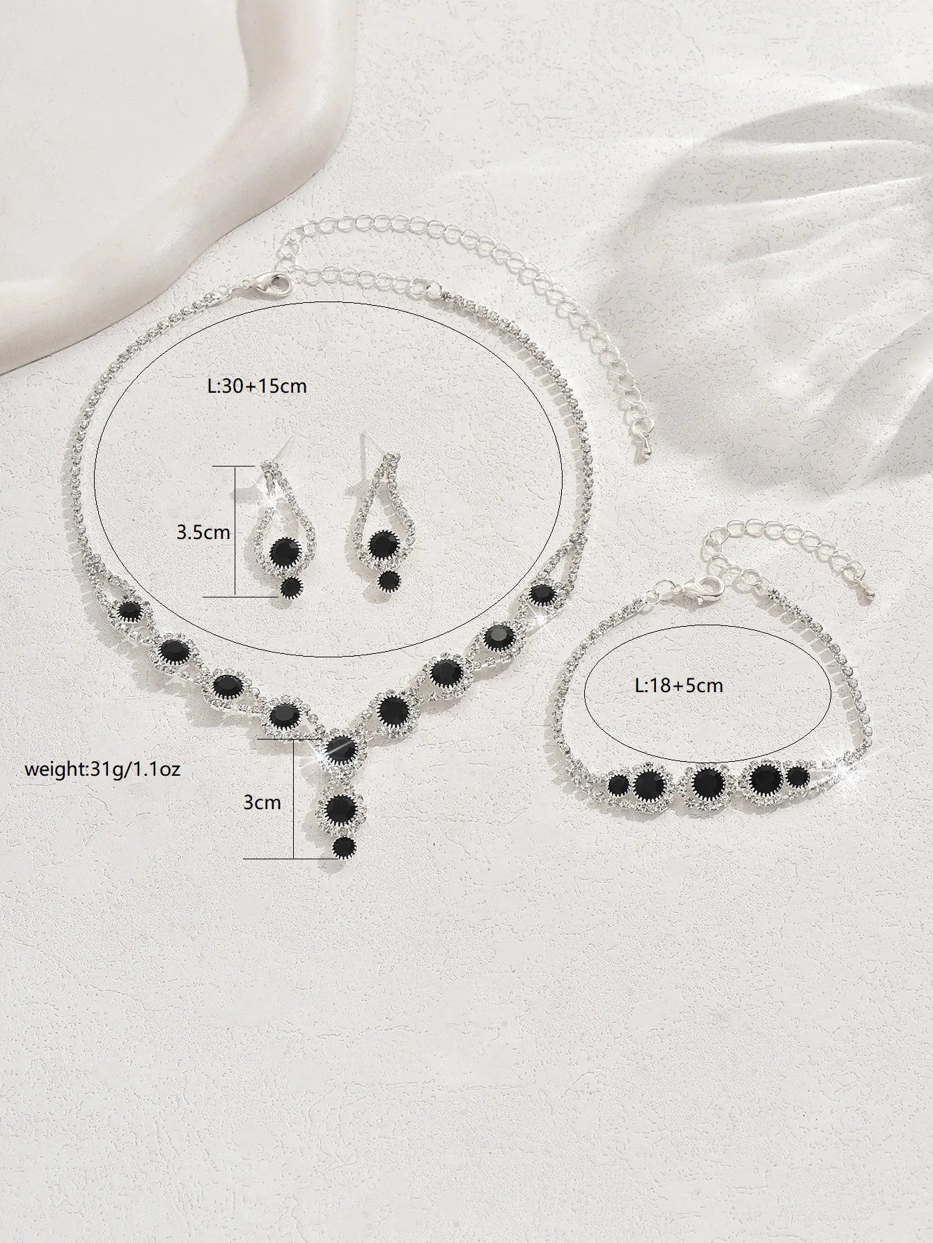 4PCS Fashion Elegant Crystal Jewelry Sets for Women Rhinestones