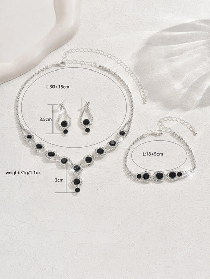 4PCS Fashion Elegant Crystal Jewelry Sets for Women Rhinestones