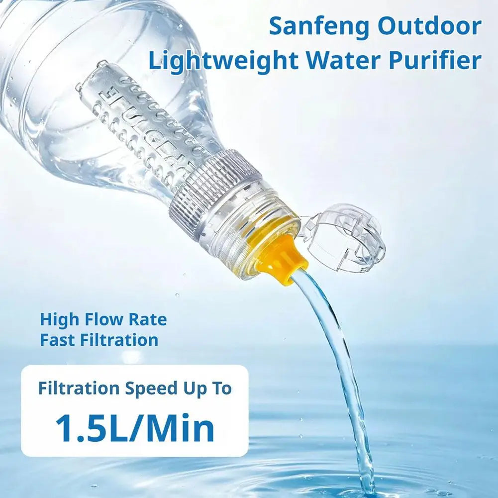 Mini Water Purifier Straw Lightweight Drinking Water Filter High‑Speed Water Flow Outdoor‑Use Filter Adapter For Camping Hiking