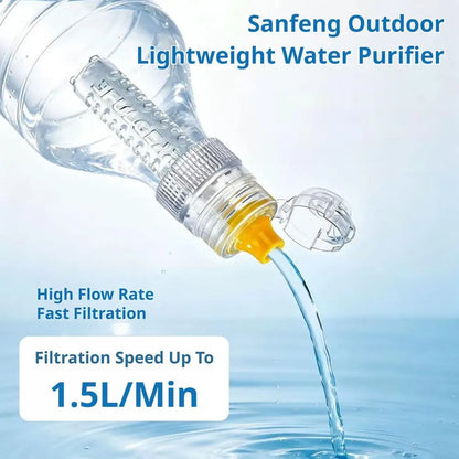 Mini Water Purifier Straw Lightweight Drinking Water Filter High‑Speed Water Flow Outdoor‑Use Filter Adapter For Camping Hiking