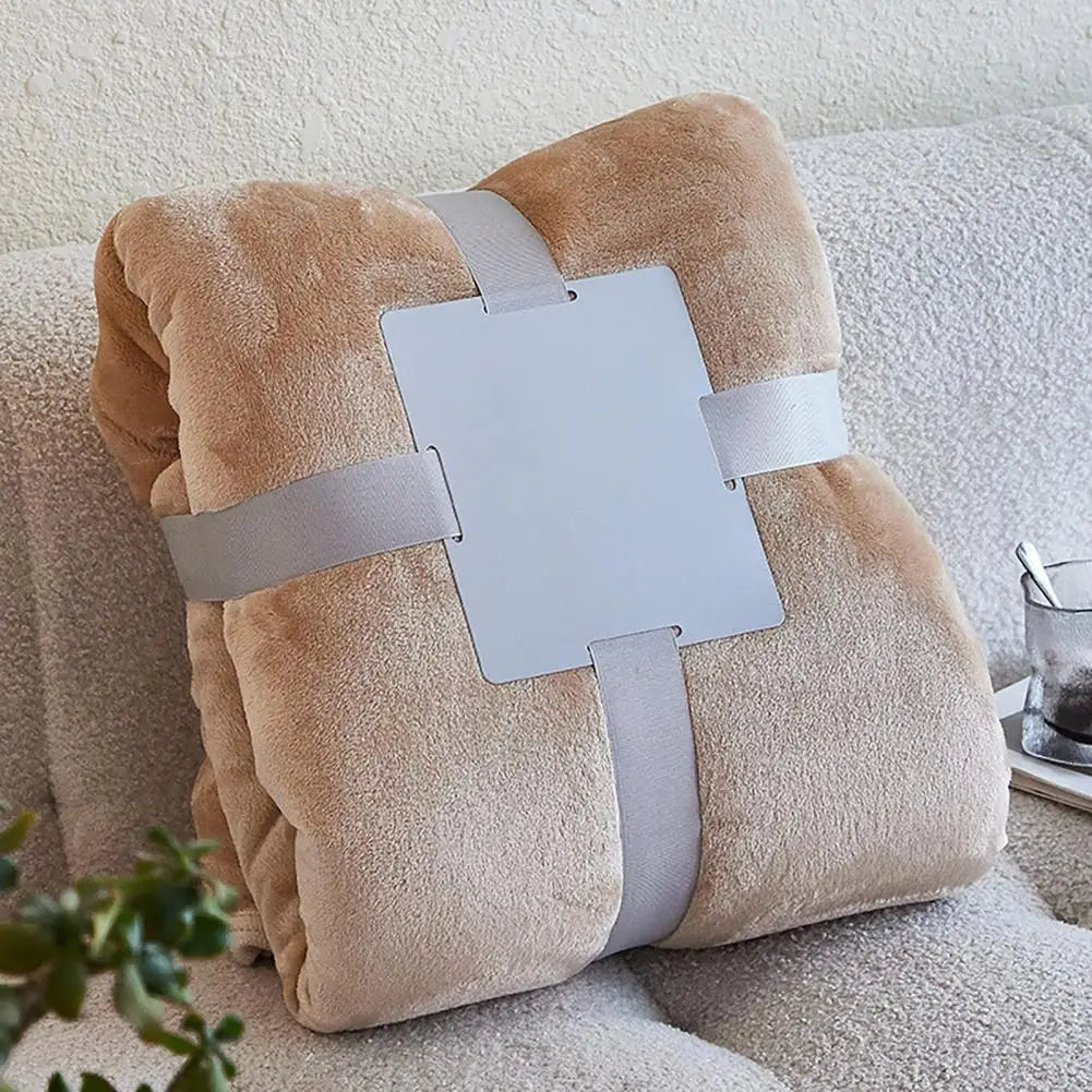 Foldable Blanket Solid Color Flannel Throw Blanket Lightweight Plush Bed Cover Soft Fuzzy Sofa Blanket for Cozy Nap Sleeping