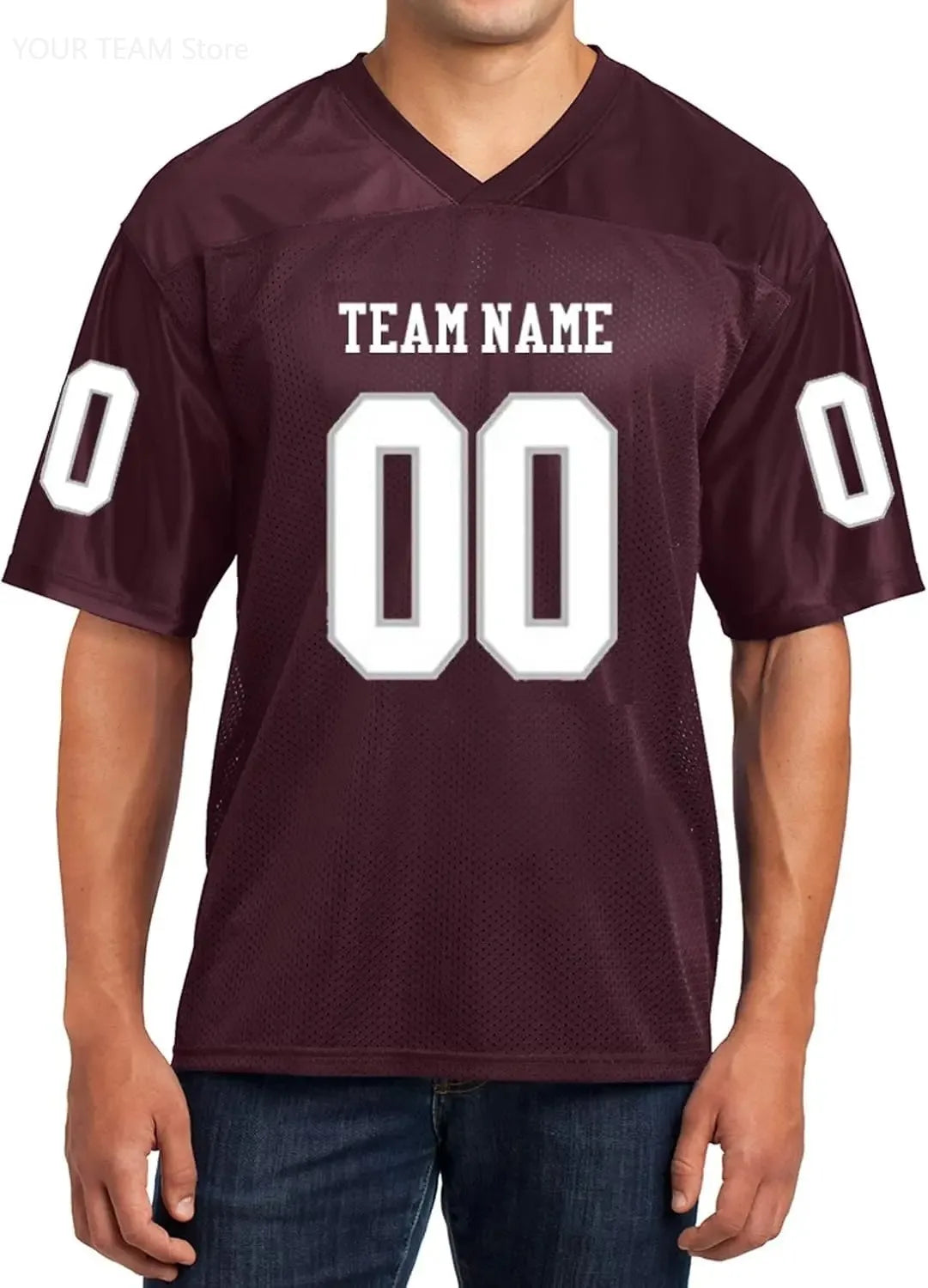 Custom American Football Jersey Green Large V-Neck Unisex Adult Sports Jersey Personalized Team Uniform - Breathable Polyester