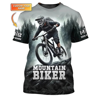 Outdoor Mountain Bike Sport Theme Printed Short-sleeve T-shirt Breathable Casual Sport Top for Cycling Enthusiasts