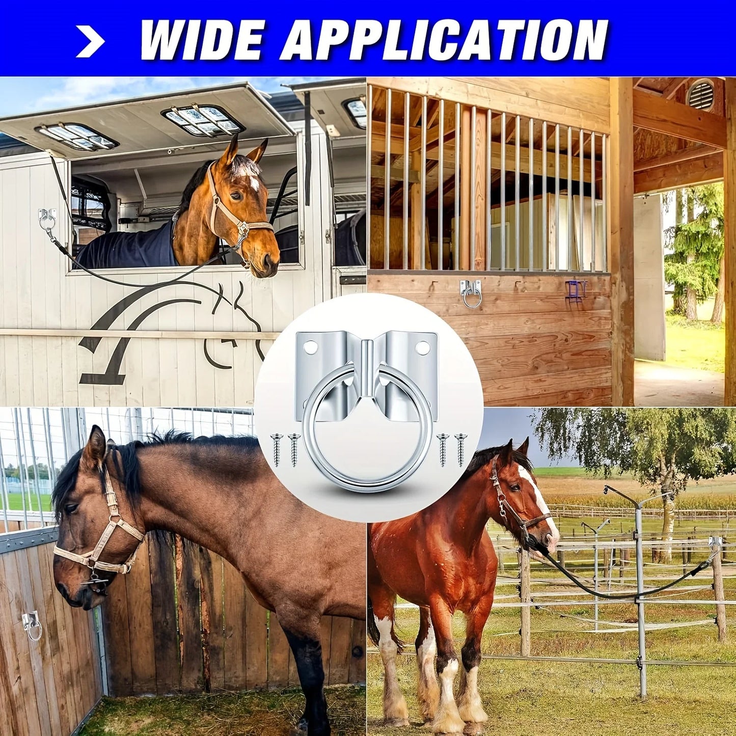 2/4/6PCS Cross Tie Rings for Horses, Bolted Cow Stables/Stable Block Tie Rings, Wall Mounted Horse Tie Rings, Tie-Up Cowshed