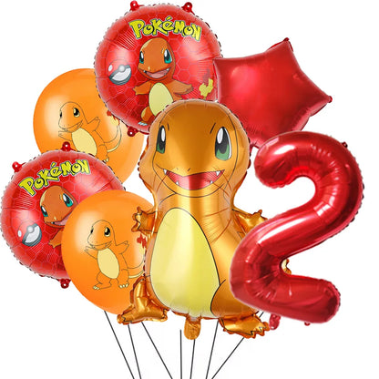 7Pcs/Set Pokemon Balloon Set Pikachu Charmander Cartoon Aluminum Foil Balloons Party Decoration Props Toy Anime Birthday Party
