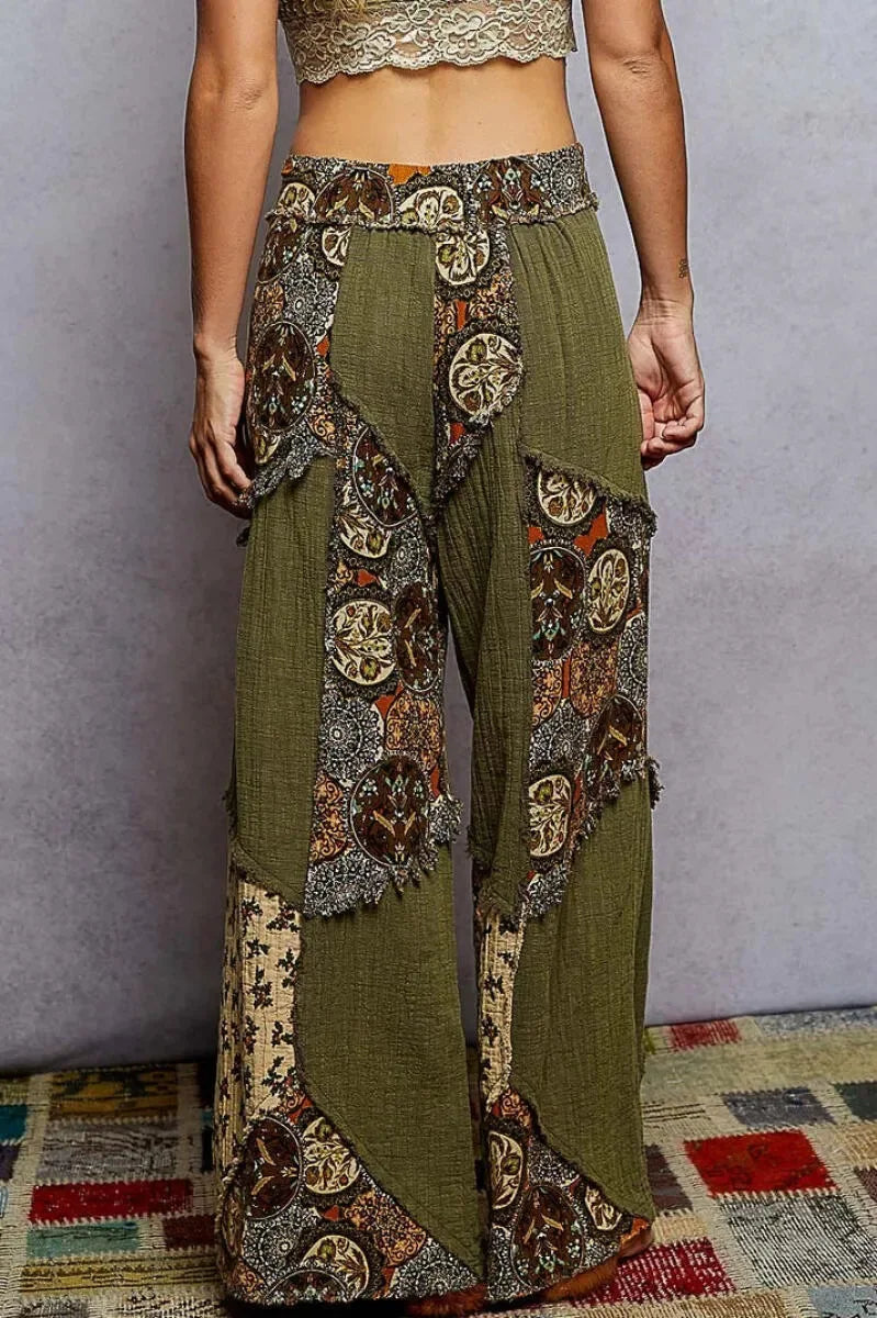 European and American Women's New Style Pants, Featuring Floral Print Pattern Elegant Temperament and Straight-cut Design Suitab