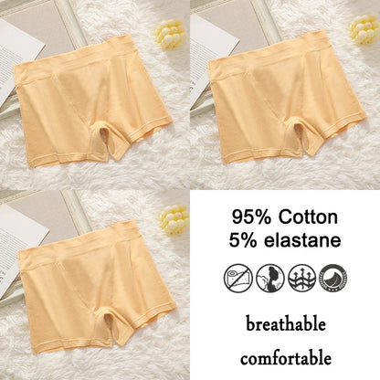 3Pcs Women Cotton Safety Short Seamless Boxer Briefs High Waist Soft Skin Friendly Ladies Anti-Ride Leggings Under Dress Panties