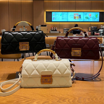 2025 New Large Capacity Diamond Grid Leather Handbag Women's Bag Crossbody Bag Elegant Sensation Single Shoulder Satchel
