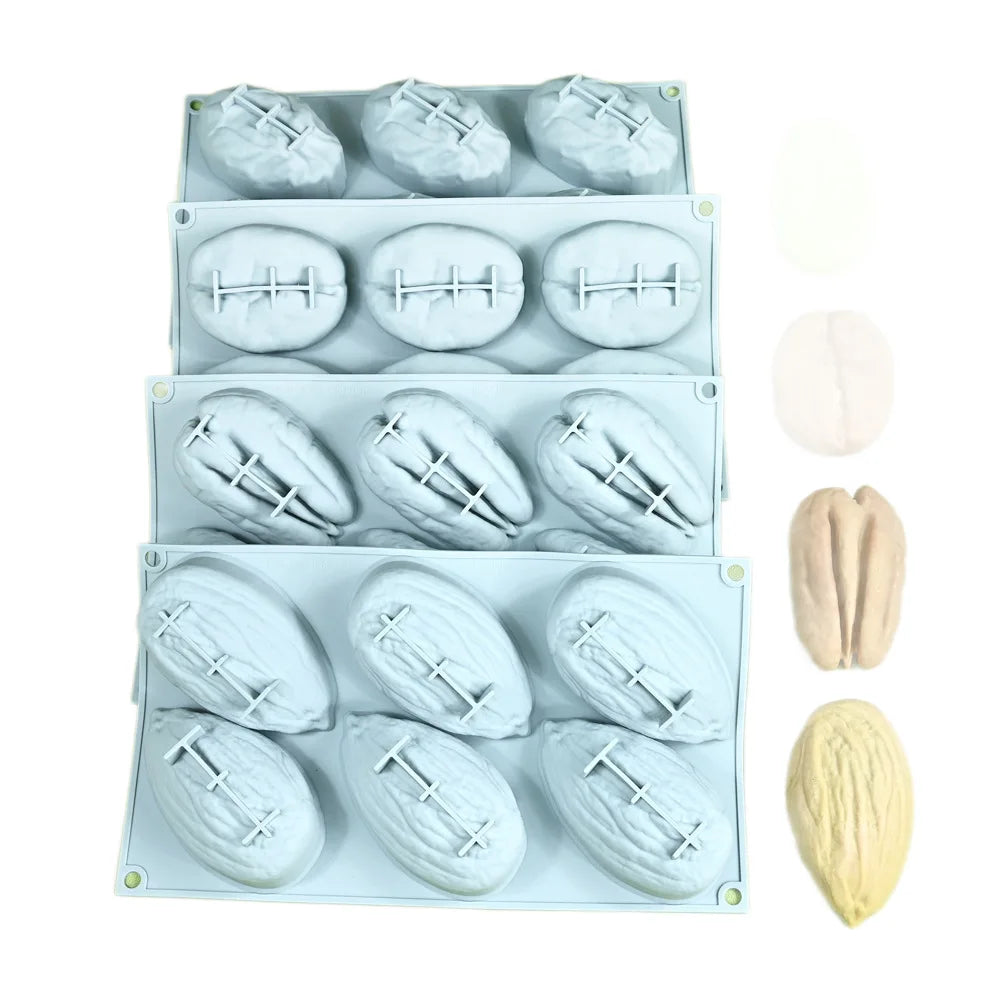 DIY Silicone Mold Nut-Shaped Pistachio/Almond/Pecan/Coffee Bean Mousse Mold Candles Chocolate Ice Mould Kitchen Cake Decor Tool