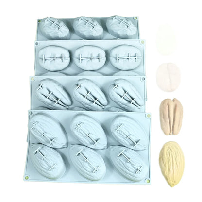 DIY Silicone Mold Nut-Shaped Pistachio/Almond/Pecan/Coffee Bean Mousse Mold Candles Chocolate Ice Mould Kitchen Cake Decor Tool